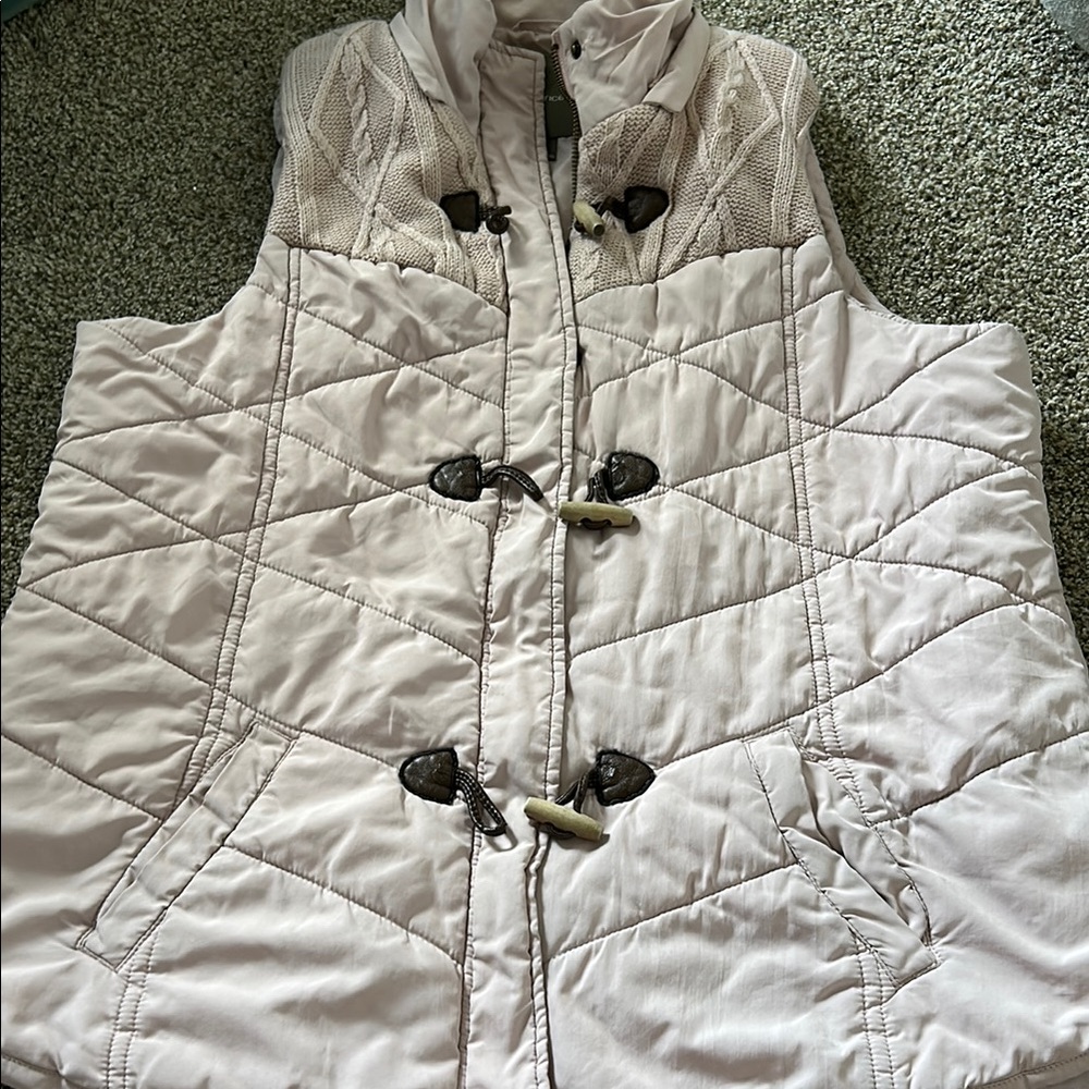 Maurices Cream Quilted Vest with High Collar